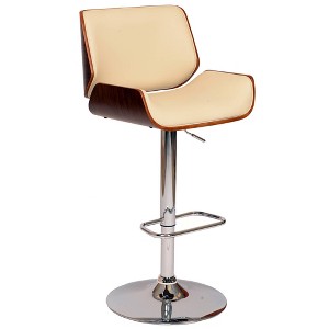 London Swivel Barstool Cream/Walnut - Armen Living - 1 of 4