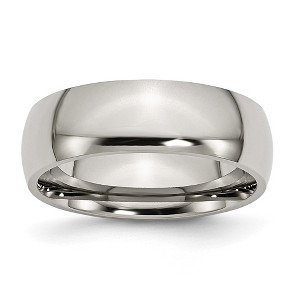 Black Bow Jewelry Titanium 7mm Polished Domed Comfort Fit Band - 1 of 4
