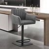 Erin Adjustable Barstool with Gray Faux Leather Fabric - Black Metal Finish - Armen Living - 2 of 4