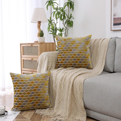 Kate Aurora 1 Piece Nolita Argyle Raised Chenille Ultra Plush & Fluffy 18"x 18" Filled Accent Throw Pillow With Removable Zipper Shell/Cover