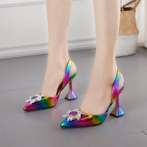 Clotth Women's High Heel Fashion Dress Strap Shoes with Transparent Platform and Zip Top Protection - Pumps for Wedding and Party, Multicolor - 1 of 4