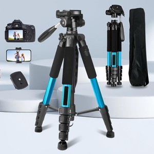 74Inch Heavy-Duty Aluminum Tripod with Dual Quick Release Plate, Phone Mount & Carrying Bag – Universal Stand for DSLR, Phones, Projectors & More - 1 of 4