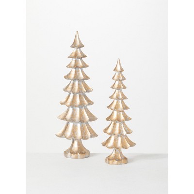 Sullivans Tabletop Tree Set of 2, 17.5"H & 14"H Gold