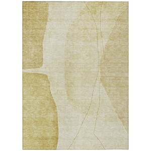 Gold Wheat And Beige Abstract Washable Indoor Outdoor Area Rug - 1 of 4