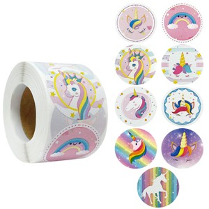 Wrapables 1.5 inch Unicorn Stickers Roll, Sealing Stickers and Labels for Cards, Envelopes, Bags, Gift Boxes, Festive Party Favors (500pcs) - 1 of 4