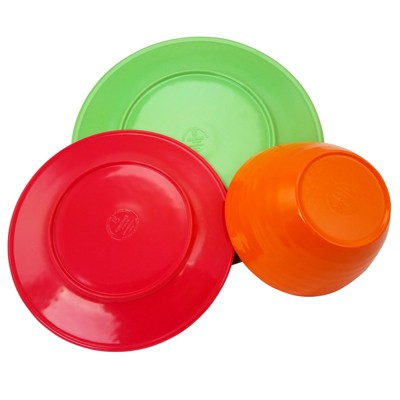 Gibson Brist 12 Piece Assorted Color Melamine Dinnerware Set