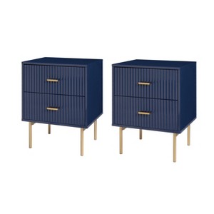 Set of 2 Conrad 2-Drawer Nightstand with Metal Legs | HULALA HOME - 1 of 4