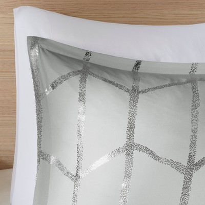 Twin Grey and Silver Microfiber 5-Piece Comforter Set