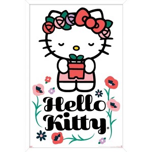 Trends International Hello Kitty: 21 Spring Cleaning - Kitty With Plant Framed Wall Poster Prints - 1 of 4