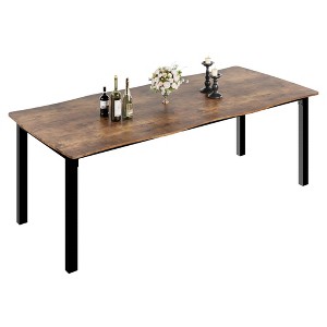 Dining Table, Rectangular Table with Wave Irregular Edge, Thick MDF Top, Sturdy Metal Frame, Waterproof, Scratch-Resistant - 1 of 4