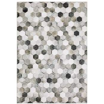 Marcel Geometric Block Animal Print Area Rug White/Gray - Captiv8e Designs