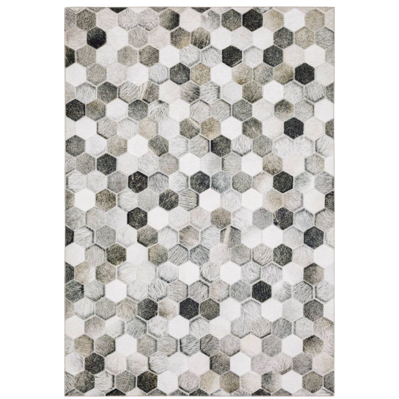 Marcel Geometric Block Animal Print Area Rug White/Gray - Captiv8e Designs, 1 of 11