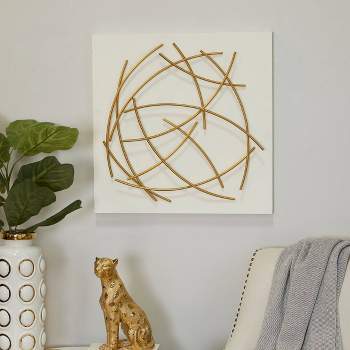 24" x 24" Metal Abstract Overlapping Lines Wall Decor with White Backing White - CosmoLiving by Cosmopolitan