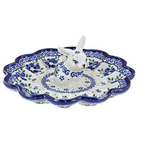 Blue Rose Polish Pottery Vena Bunny Egg Plate - 1 of 1