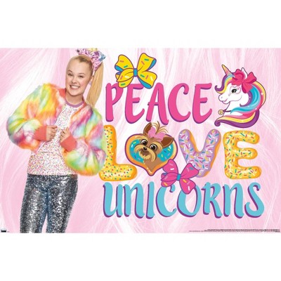 Trends International Jojo Siwa - Peace Love Unicorns Framed Wall Poster Prints