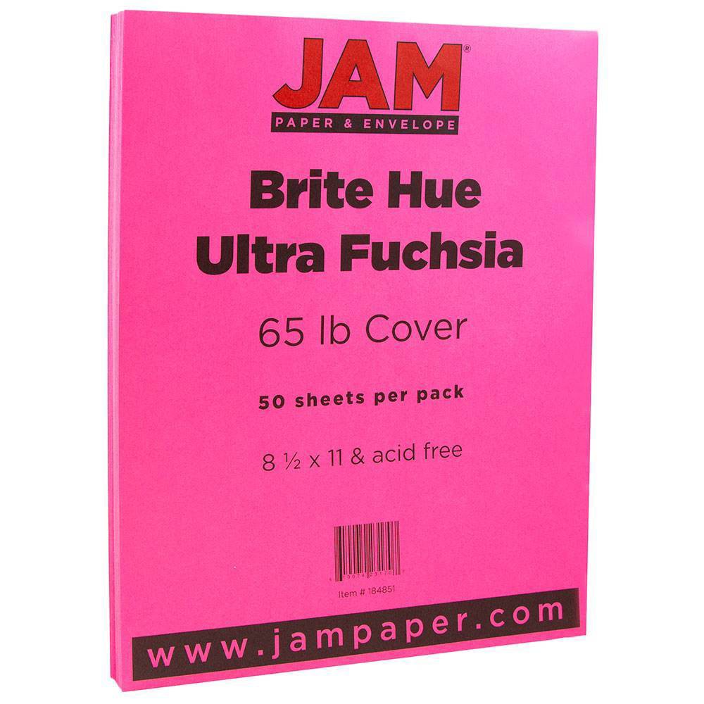 Photos - Creativity Set / Science Kit JAM Paper Brite Hue 65lb Cardstock 8.5" X 11" 50pk - Ultra Fuchsia Pink