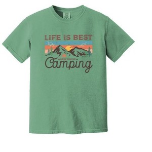 Simply Sage Market Men'sLife Is Best When You're Camping Short Sleeve Garment Dyed Tee - 1 of 2