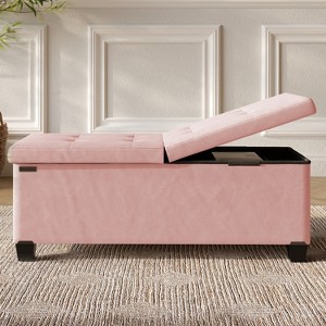 StorageBud Storage Ottoman for Bedroom End of Bed, Faux Leather Storage Bench, Large Storage Ottoman Bench, Entryway Bench with Storage - 1 of 4