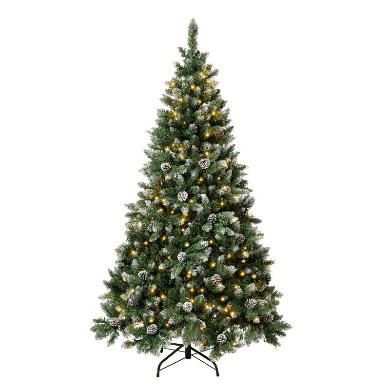 National Tree Company First Traditions 6&#39; Pre-Lit LED Snowy Oakley Hills Artificial Christmas Tree Warm White Lights, 1 of 5