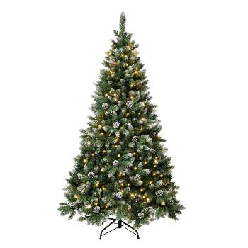 National Tree Company First Traditions 6' Pre-Lit LED Snowy Oakley Hills Artificial Christmas Tree Warm White Lights