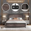 Full Size Bed Frame with Charging Station, Industrial Design Platform Bed Frame with Headboard and Metal Slated Frame - 4 of 4