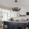 BAOURE Modern Wood LED Ring Chandelier,27" Dimmable Black 3 Ring Pendant Light for Dining Room Kitchen Island Entryway - 3 of 4
