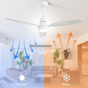 52 inch Solid Wood Ceiling Fan with Lights and Remote Outdoor Indoor Modern Ceiling Fan 3 Downrod for Living Room Bedroom Farmhouse Patio - 1 of 4
