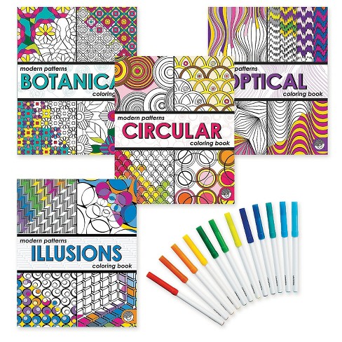 Download Mindware Modern Patterns Collection Plus 24 Free Markers Coloring Books 28 Pieces Target