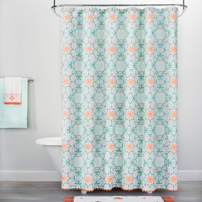 orange and grey shower curtain