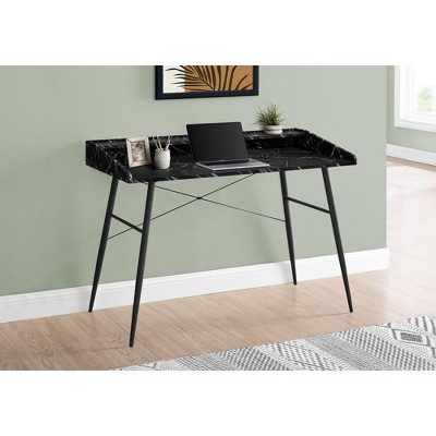Monarch Specialties Computer Desk Home Office Laptop Storage Shelves 48InchL Work Metal Laminate Black Marble Look Contemporary Modern