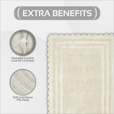 Ivory Crochet Cotton Tufted Reversible Bath Rug Set