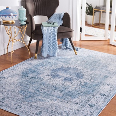 Green and Grey Rectangular Machine Washable Area Rug