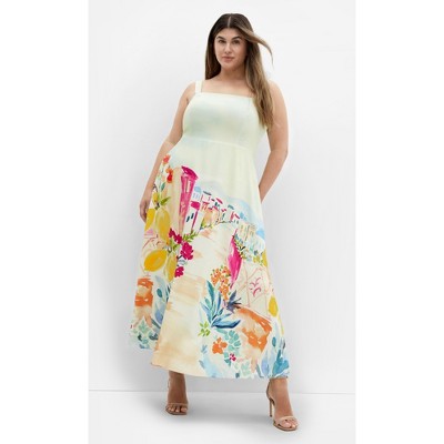 Women's Plus Size Sorrento Print Maxi Dress - lime | CITY CHIC