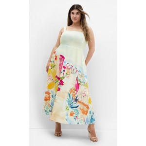 Women's Plus Size Sorrento Print Maxi Dress - lime | CITY CHIC - 1 of 4