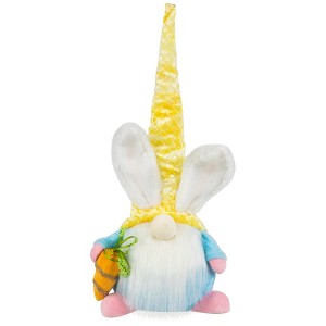 Northlight Gnome with Bunny Ears Easter Figure - 18.5" - Yellow and Blue - 1 of 4