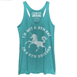 Women's CHIN UP Gym Unicorn Racerback Tank Top - 1 of 3