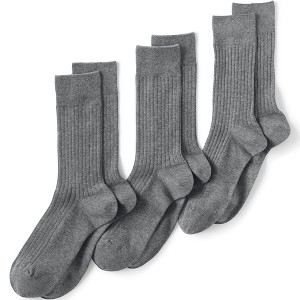 Lands' End Men's Seamless Toe Cotton Rib Dress Socks (3-pack) - 1 of 2