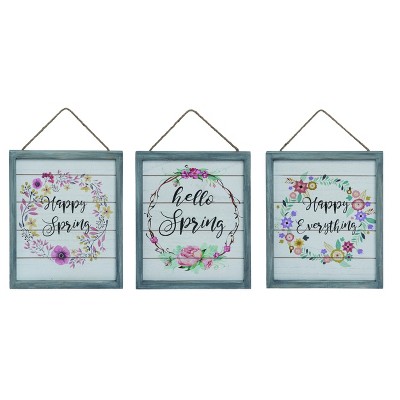 Transpac MDF Hello Spring Frame Decor Set of 3 Easter Home Decorations
