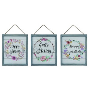 Transpac MDF Hello Spring Frame Decor Set of 3 Easter Home Decorations - 1 of 1