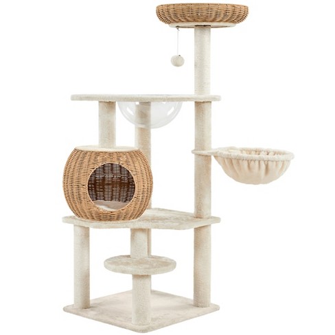 Yaheetech 54inch Rattan Cat Tree Cat Tower With Condo Beige Target