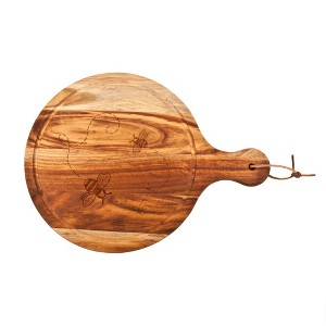 Bee Pattern Round Wooden Cheese Board by True - 1 of 1
