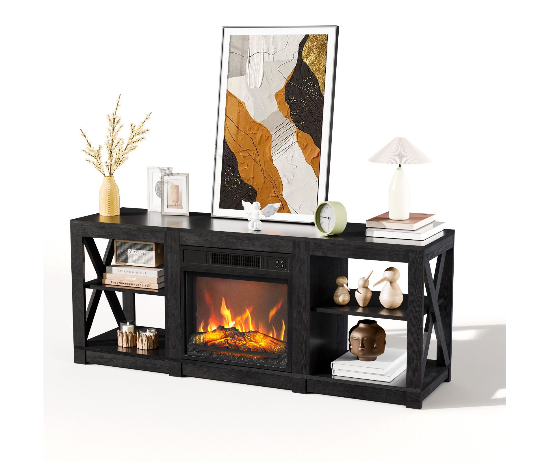 Karl Home TV Stands & Entertainment Centers  For Tvs Up To 70'' Farmhouse with 18'' Fireplace