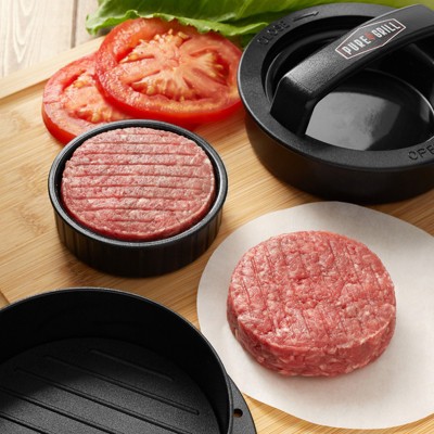Pure Grill Black Plastic 3-in-1 Burger Press with Wax Papers