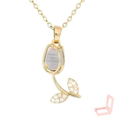 Delicate Tulip Necklace, Flower Fashionable, Clavicle Necklace with Zircons