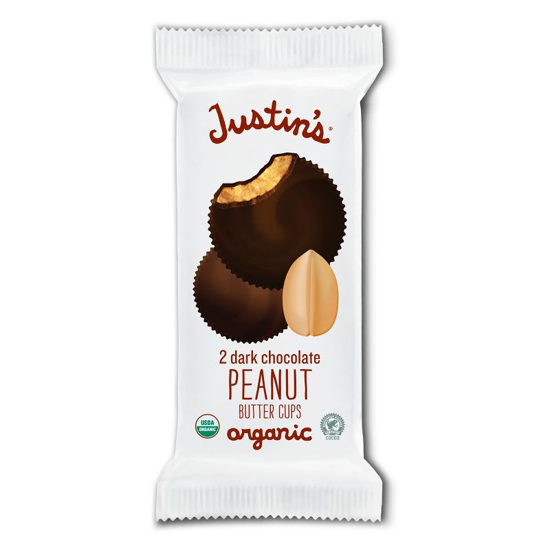 Justin&#39;s Organic Dark Chocolate Peanut Butter Cups Candy  - 1.4oz, 1 of 8