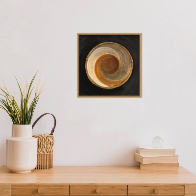16" x 16" Black and Brown Abstract Canvas Framed Wall Art