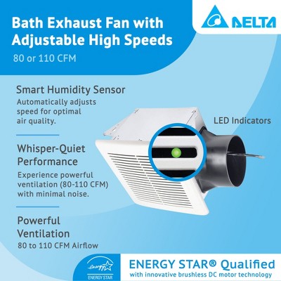 Delta Breez White Adjustable Speed Ceiling Mount Exhaust Fan