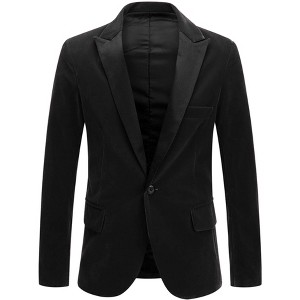 Lars Amadeus Men's One Button Party Prom Tuxedo Velvet Suit Blazer - 1 of 4