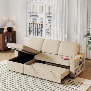 NicBex Modern Pull Out Sofa Bed Convertible Sleeper Sofa with Storage Chaise and Racks for Living Room - 1 of 4