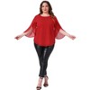 Agnes Orinda Women's Plus Size Flutter Petal 3/4 Sleeve Chiffon Loose Flowy Summer Blouses Tops - 3 of 4